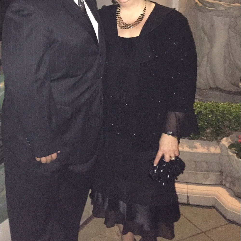R & M Richards Dressy Black jacket Camisole skirt